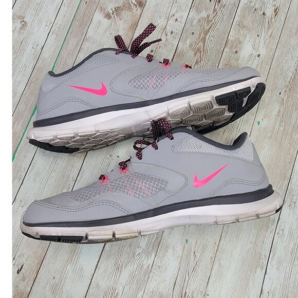 Nike Flex Trainer 5 Wolf Grey Hyper Pink Shoes 724858-017 Women's Size 7 - Picture 8 of 10